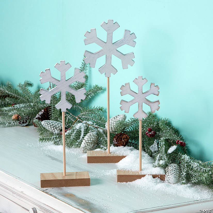 Snowflake Pedestal Tabletop Decorations - 3 Pc.  Image