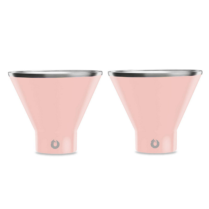 Snowfox Stainless Steel Martini Glass, Set of 2 - Pink Image