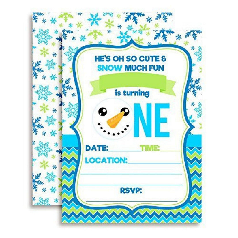 Snowman 1st Birthday Invitations 40pcs By AmandaCreation | Oriental