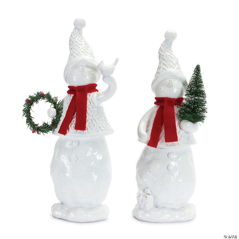 Snowman Figurine with Pine Accent (Set of 2) Image