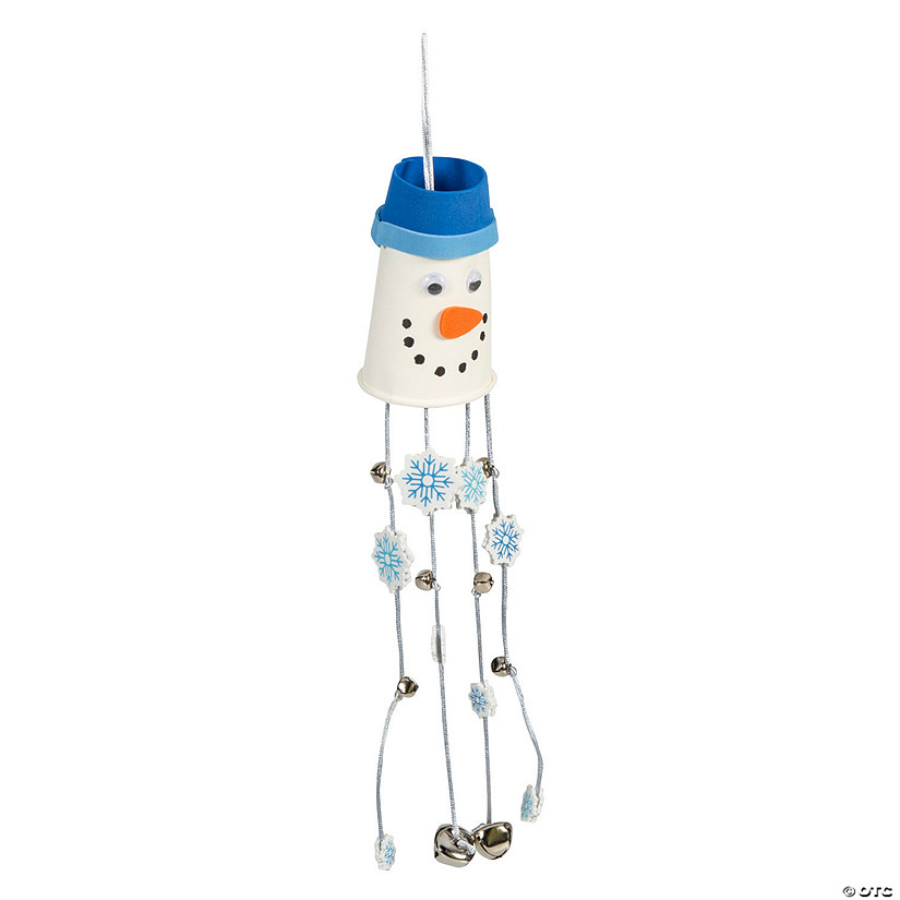 Snowman Paper Cup Wind Chime with Bells Craft Kit - Makes 6 Image