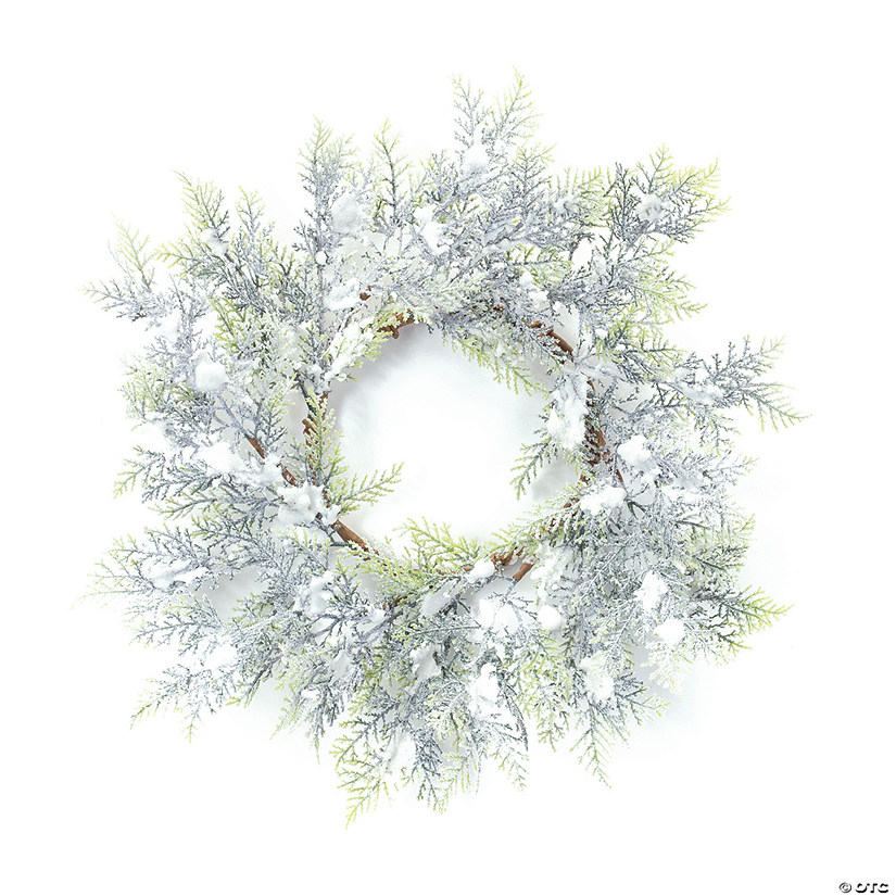Snowy Cedar Wreath 15"D Plastic Image
