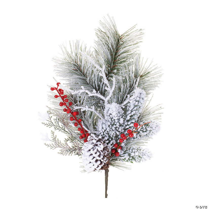 Snowy Pine With Berry Spray (Set Of 2) 20"H Pvc Image