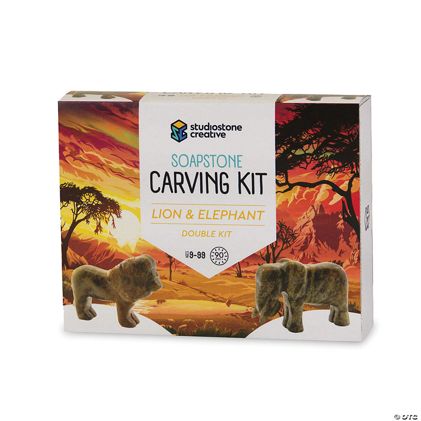 Soapstone Carving Kits: Lion & Elephant Image