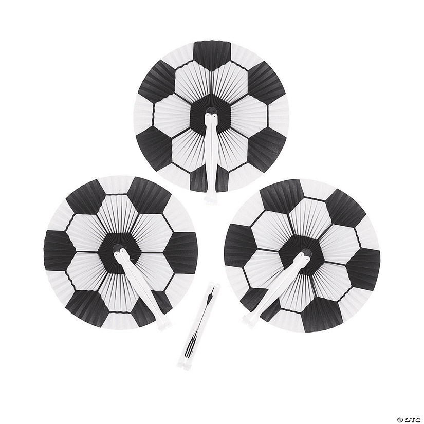 Soccer Ball Folding Hand Fans - 12 Pc. Image