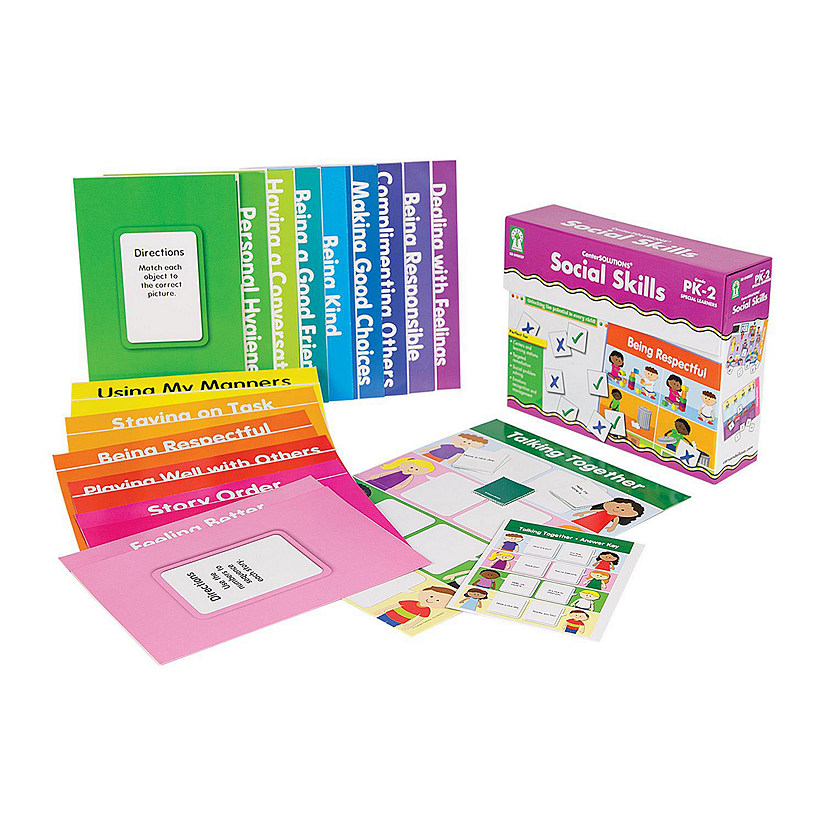 Social Skills Boxed Game Set, File Folder Educational Games, Communication and Social Emotional Learning Activities for Special Learners, Ages 3+ (30 pc) Image