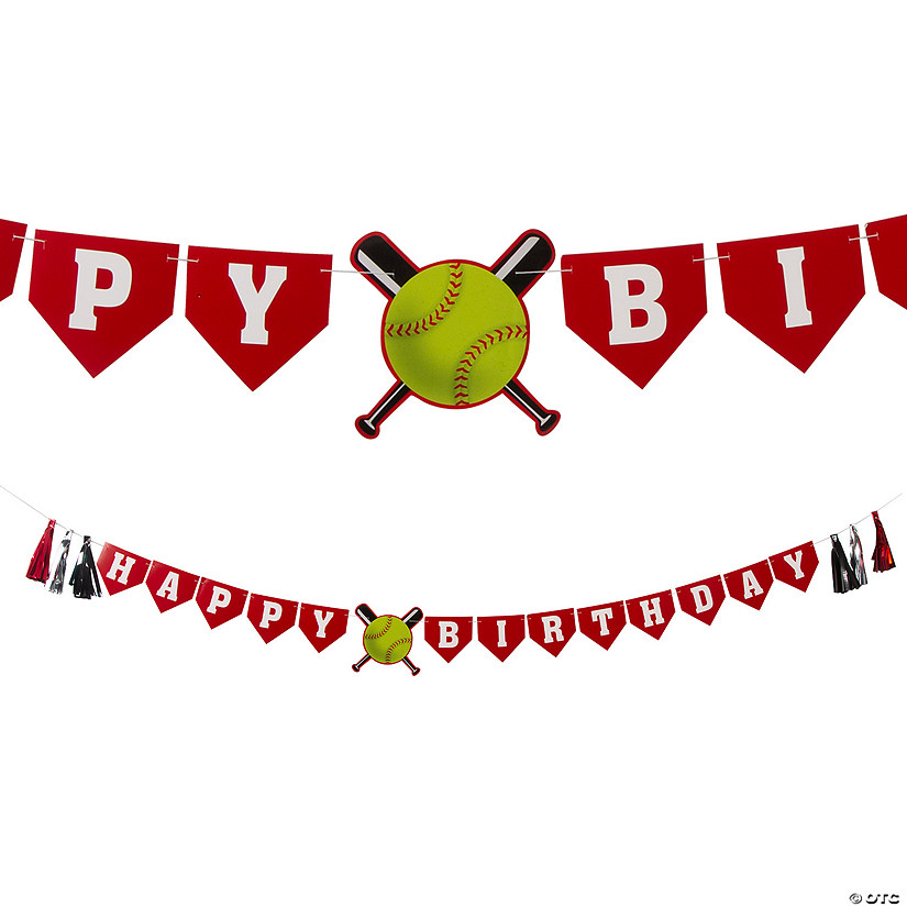Softball Happy Birthday Banner Image