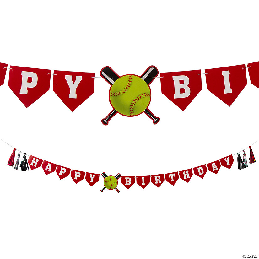 Softball Happy Birthday Banner Oriental Trading