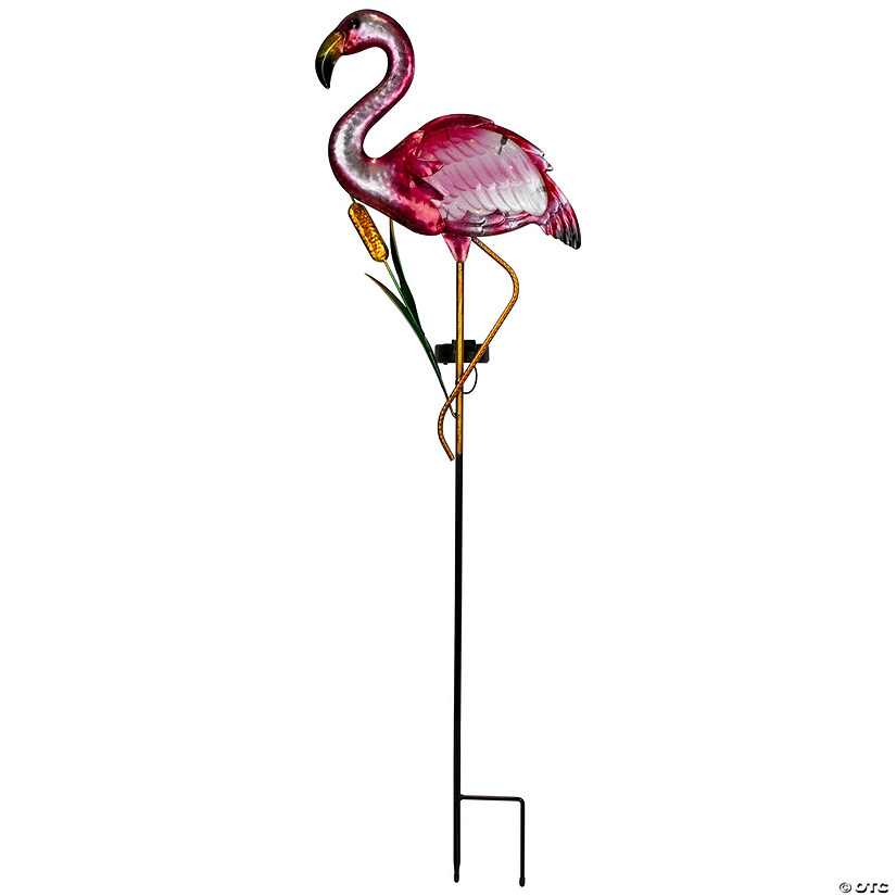 Solar Lighted Pink Flamingo Outdoor Garden Stake - 37.25" Image