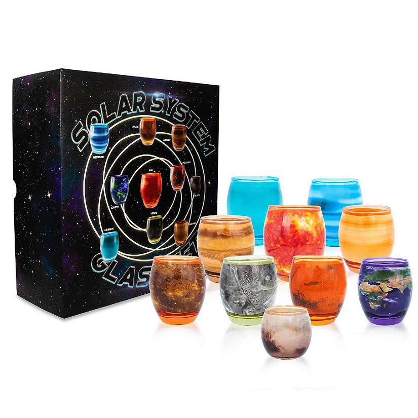 Solar System Planetary Glasses Set of 10  Each Holds 4-10 Ounces Image