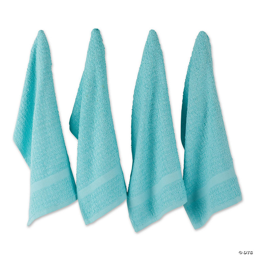 Solid Aqua Waffle Terry Dishtowel (Set Of 4) Image