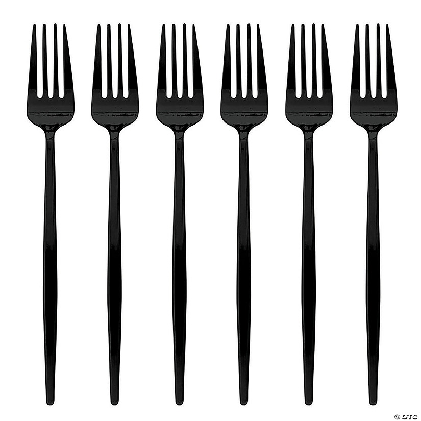 Solid Black Moderno Disposable Plastic Dinner Forks (180 Forks) Image