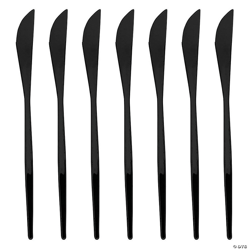 Solid Black Moderno Disposable Plastic Dinner Knives (180 Knives) Image