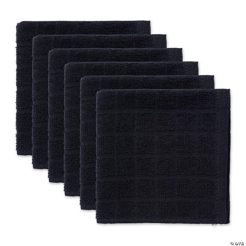 Solid Black Windowpane Terry Dishcloth (Set Of 6) Image