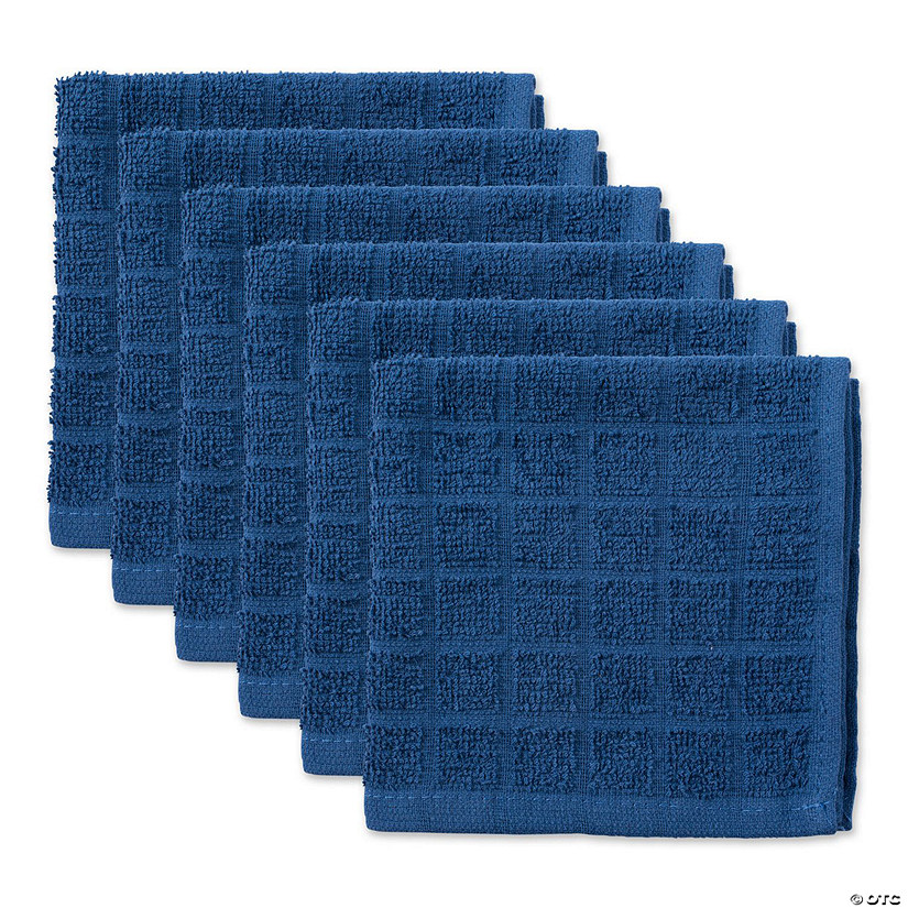 Solid Blue Windowpane Terry Dishcloth (Set Of 6) Image