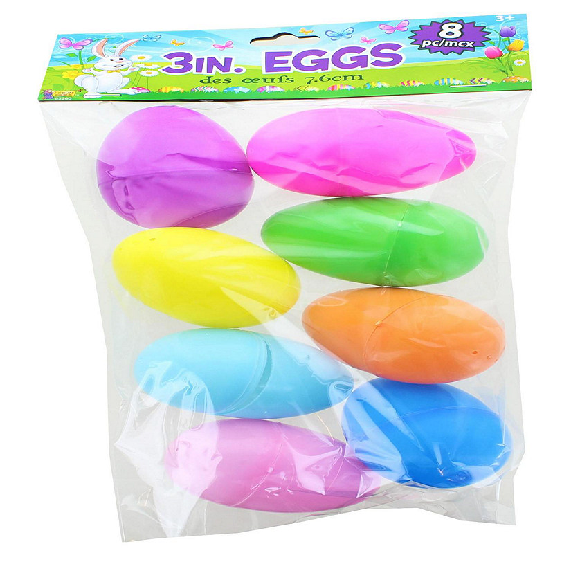 Solid Color 3 Inch Plastic Easter Eggs  Pack of 8 Image