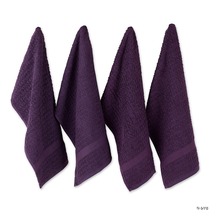 Solid Eggplant Waffle Terry Dishtowel (Set Of 4) Oriental Trading