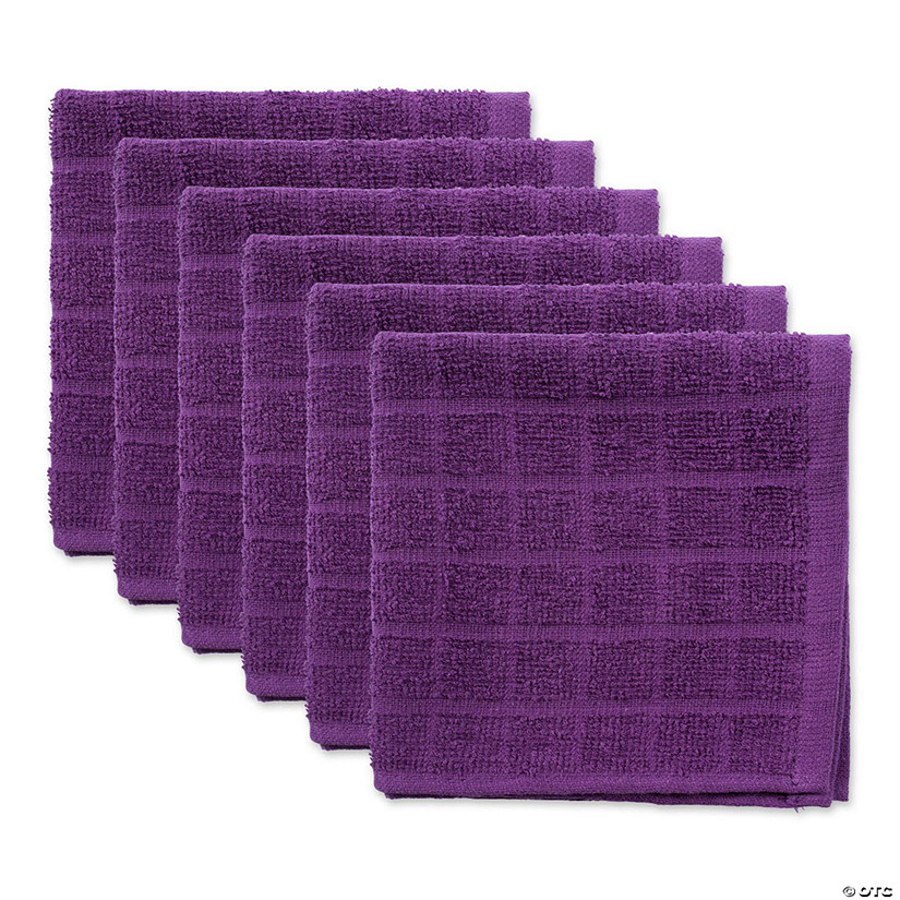 Solid Eggplant Windowpane Terry Dishcloth (Set Of 6) Image