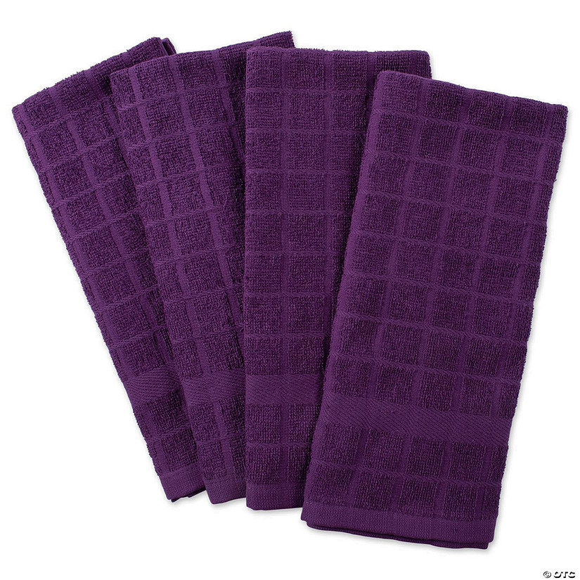 Solid Eggplant Windowpane Terry Dishtowel (Set Of 4) Image