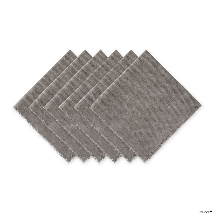 Solid Gray Heavyweight Fringed Napkin (Set Of 6) Image