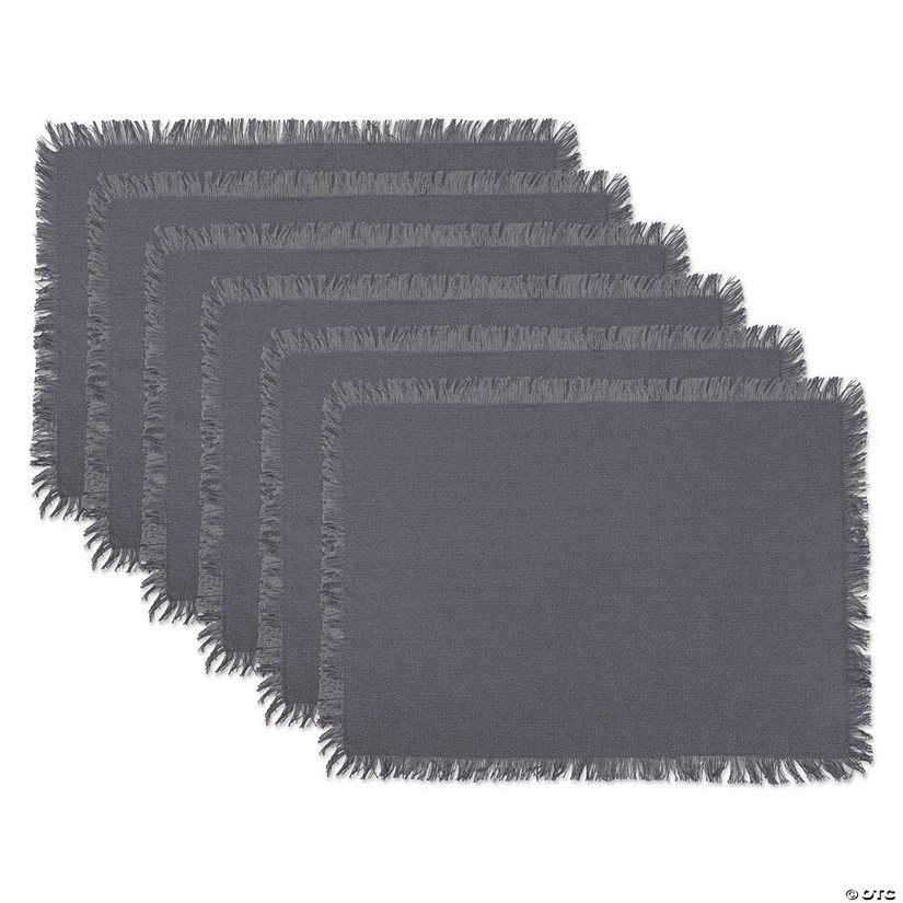 Solid Gray Heavyweight Fringed Placemat (Set Of 6) Image