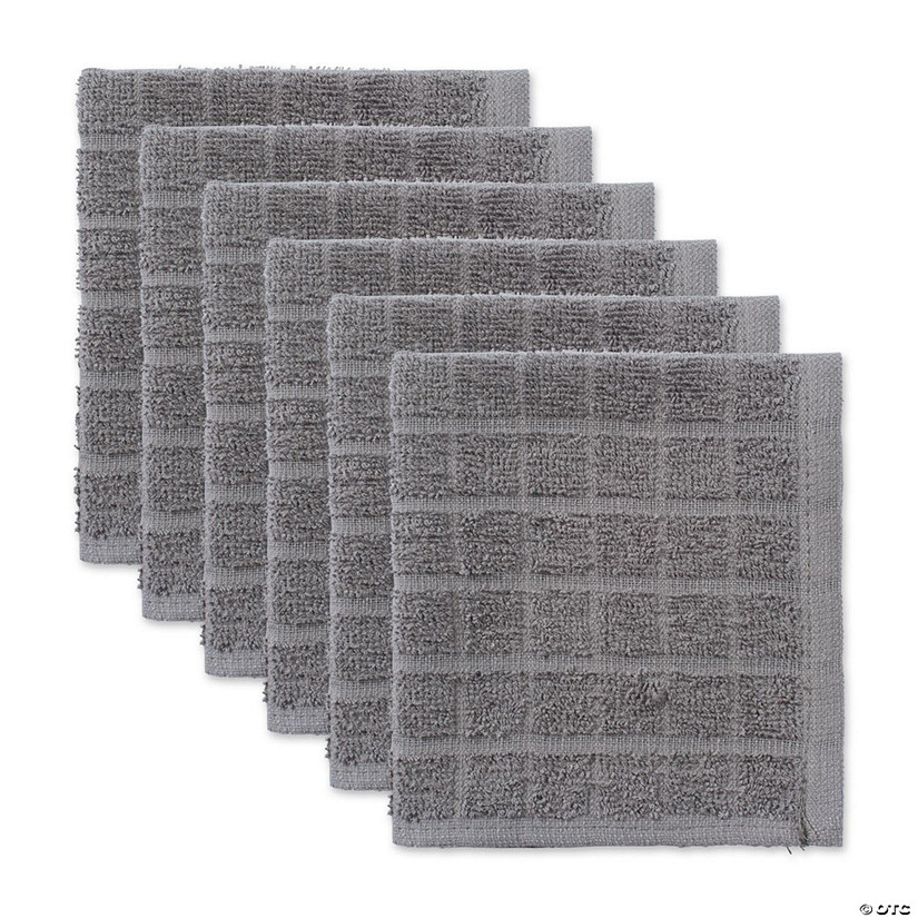 Solid Gray Windowpane Terry Dishcloth (Set Of 6) Image