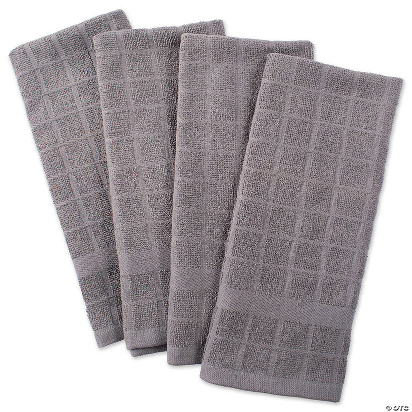 Solid Gray Windowpane Terry Dishtowel (Set Of 4) Oriental Trading