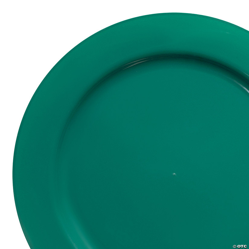 Solid Green Holiday Round Disposable Plastic Dinnerware Value Set (40 Settings) Image