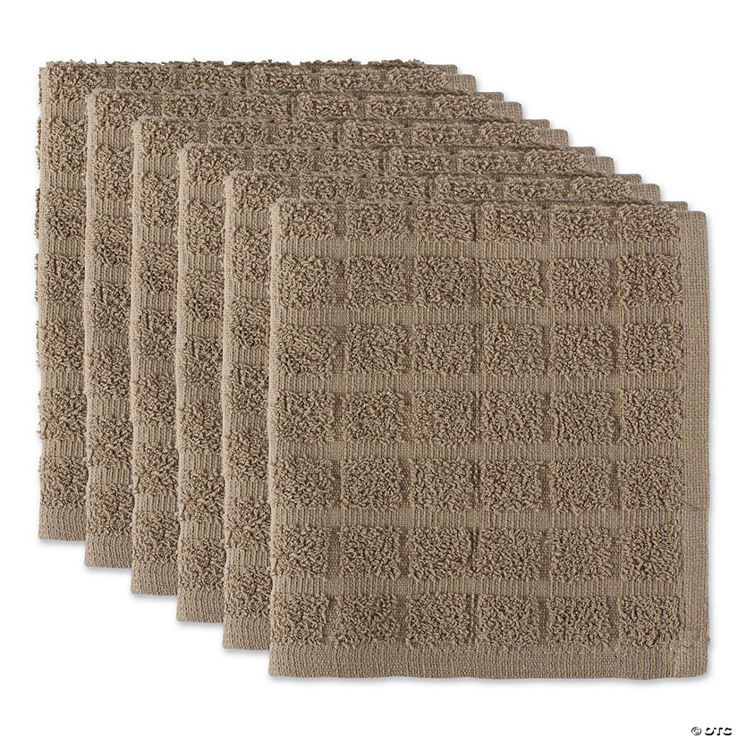Solid Stone Windowpane Terry Dishcloth 6 Piece Image