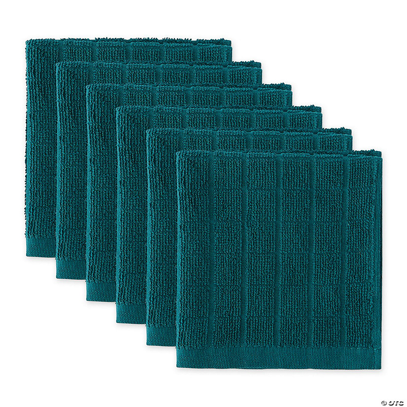 Solid Teal Windowpane Terry Dishcloth (Set Of 6) Image