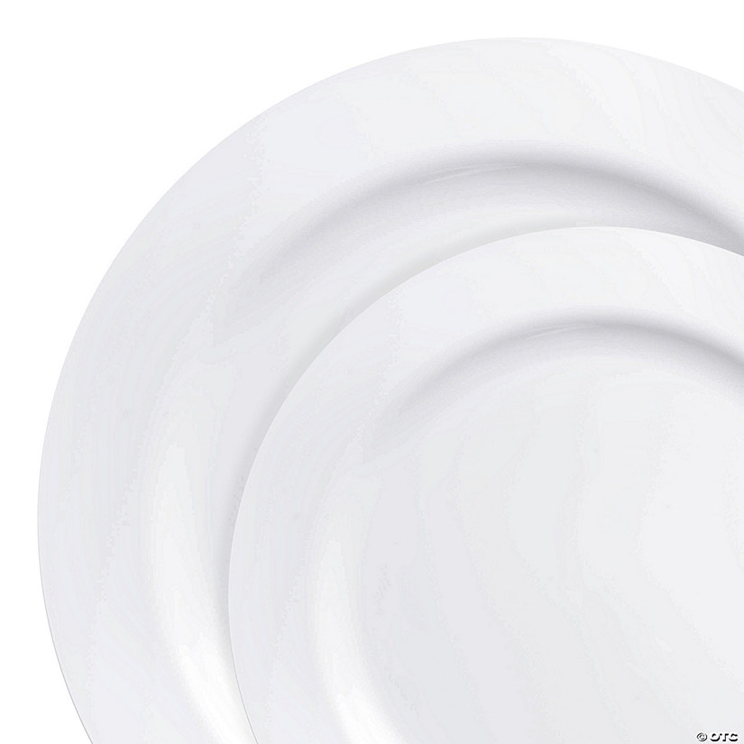 Solid White Economy Round Disposable Plastic Dinnerware Value Set (40 Dinner Plates + 40 Salad Plates) Image
