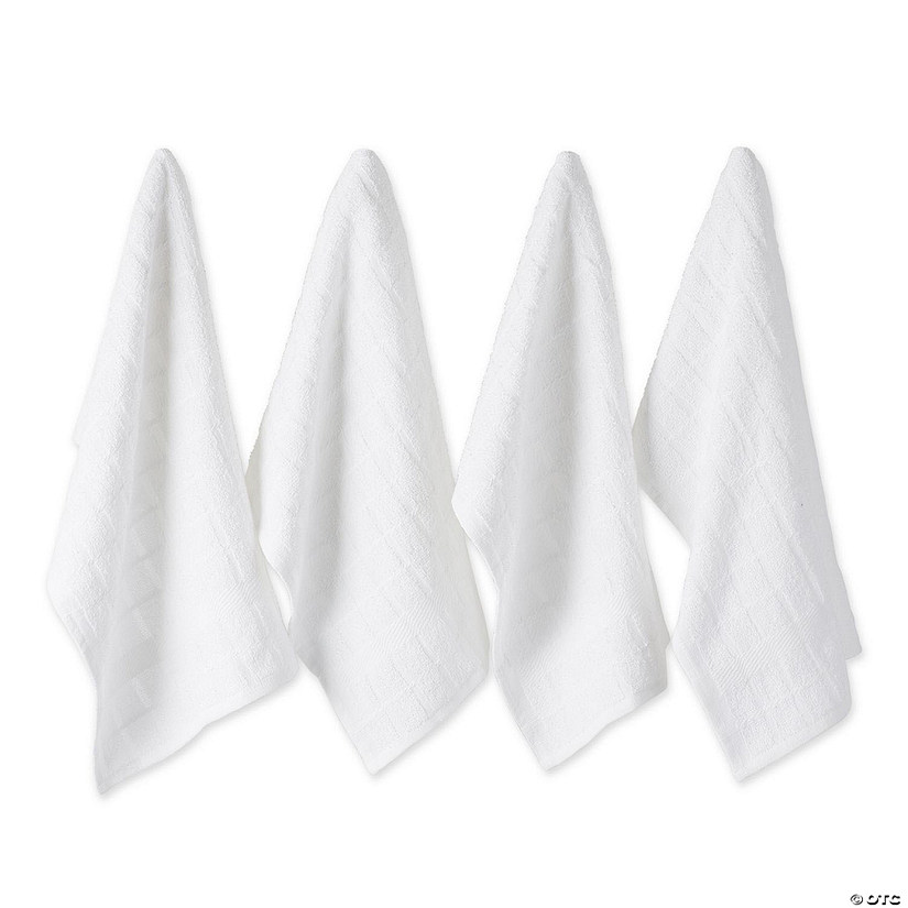 Solid White Windowpane Terry Dishtowel 4 Piece Image