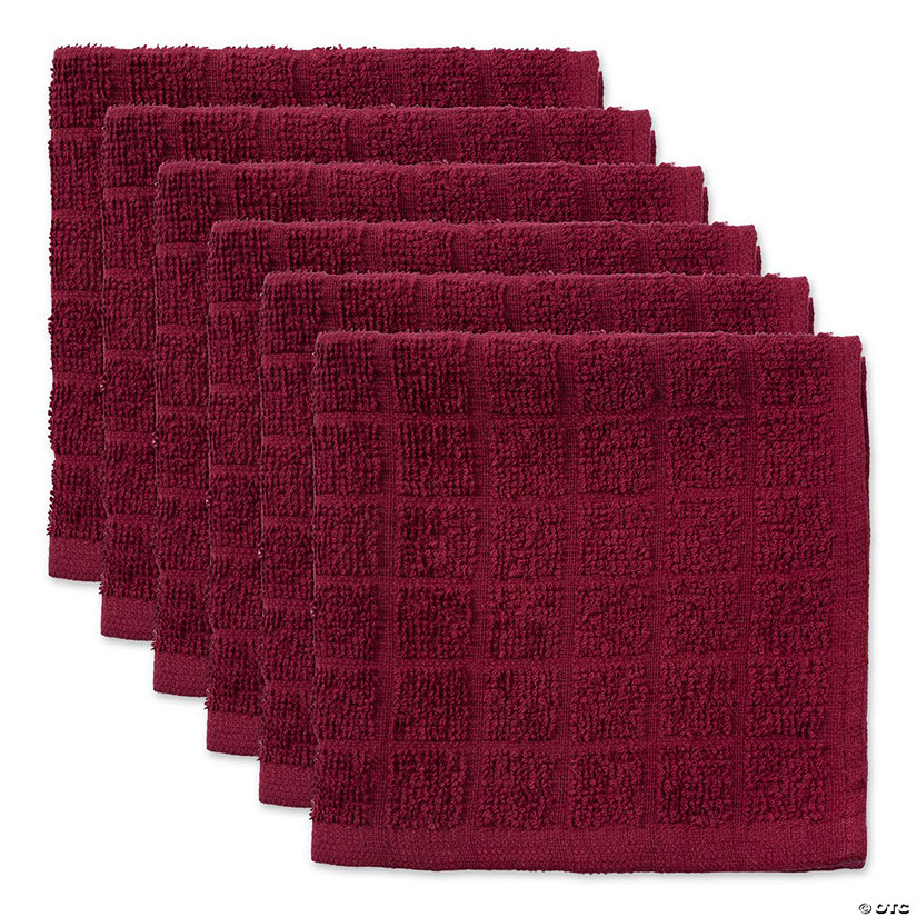 Solid Wine Windowpane Terry Dishcloth (Set Of 6) Image