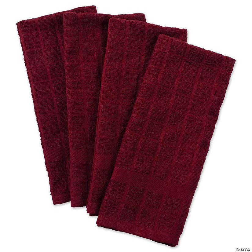 Solid Wine Windowpane Terry Dishtowel (Set Of 4) Image