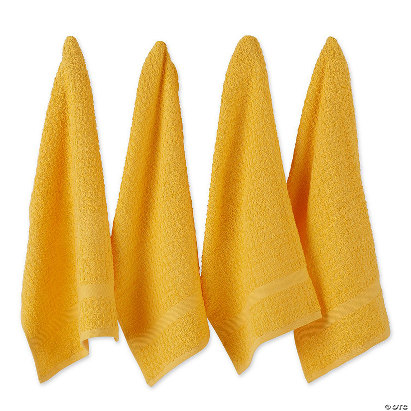 Solid Yellow Waffle Terry Dishtowel Set Of 4 Image