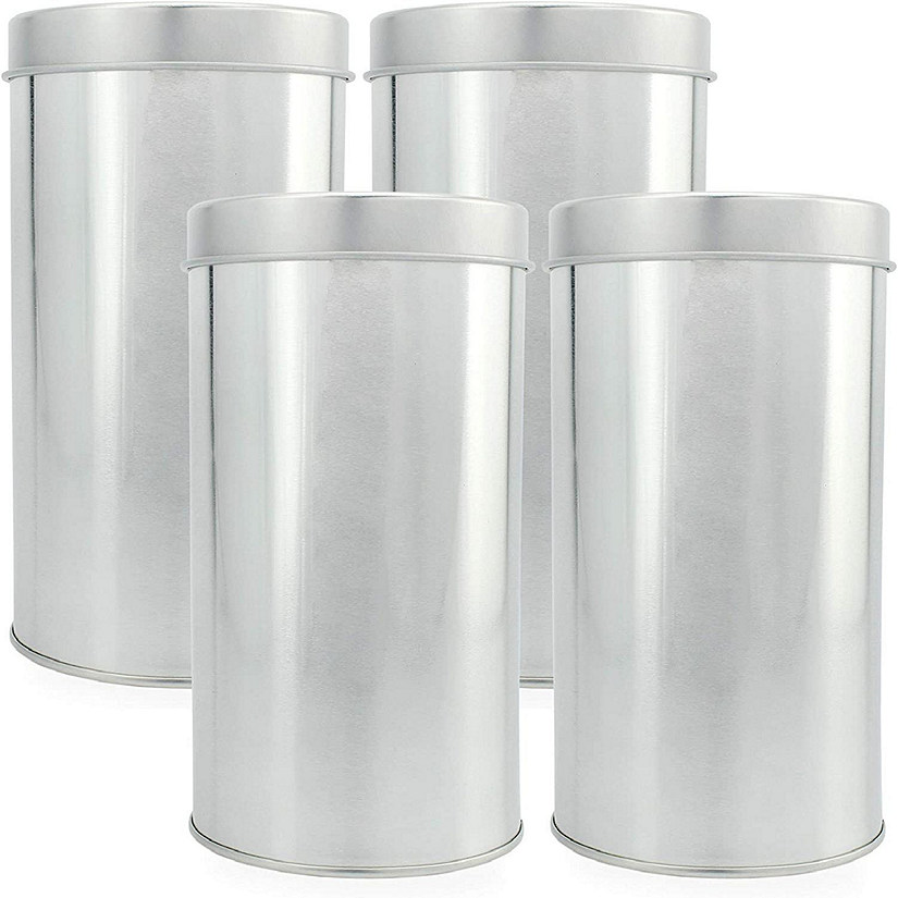 Solstice Double Seal Tea Canisters (4-Pack, Medium); Round Metal Containers with Interior Seal Lid Image