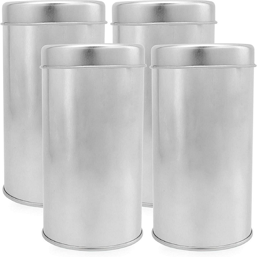 Solstice Double Seal Tea Canisters (4-Pack, Small); Round Metal Containers with Interior Seal Lid Image