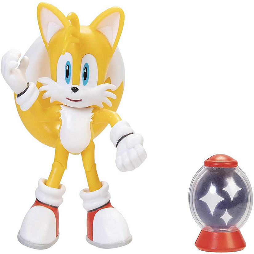 Sonic the Hedgehog 4 Inch Action Figure  Tails w/ Invincible Item Box Image