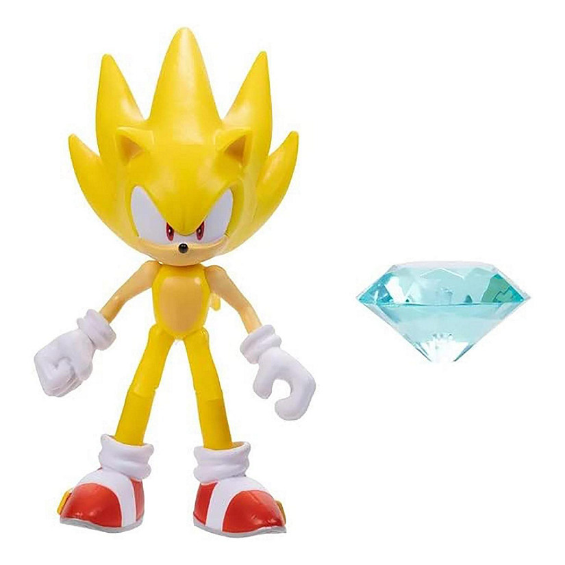 Sonic the Hedgehog 4 Inch Figure  Super Sonic (Modern) with Chaos Emerald Image