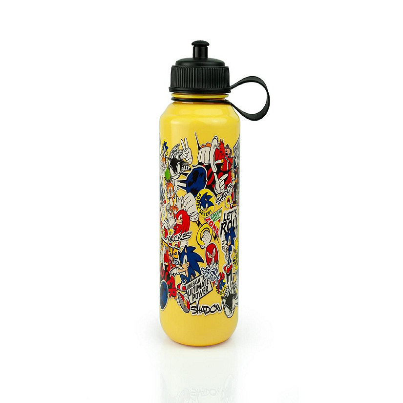 Sonic The Hedgehog Sticker Bomb Large Plastic Water Bottle  Holds 32 Ounces Image