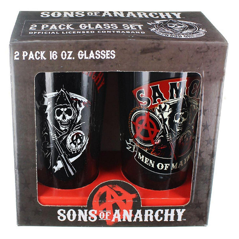 Sons of Anarchy Mayhem 16oz Pint Glasses, Set of 2 Image
