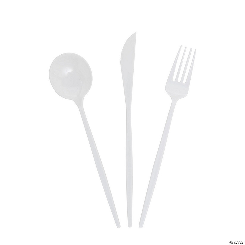 Sophisticated White Plastic Cutlery Sets - 24 Ct. Image
