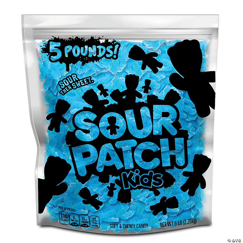 SOUR PATCH KIDS Blue Raspberry Soft & Chewy Candy, Just Blue (5 LB Party Size Bag) Image