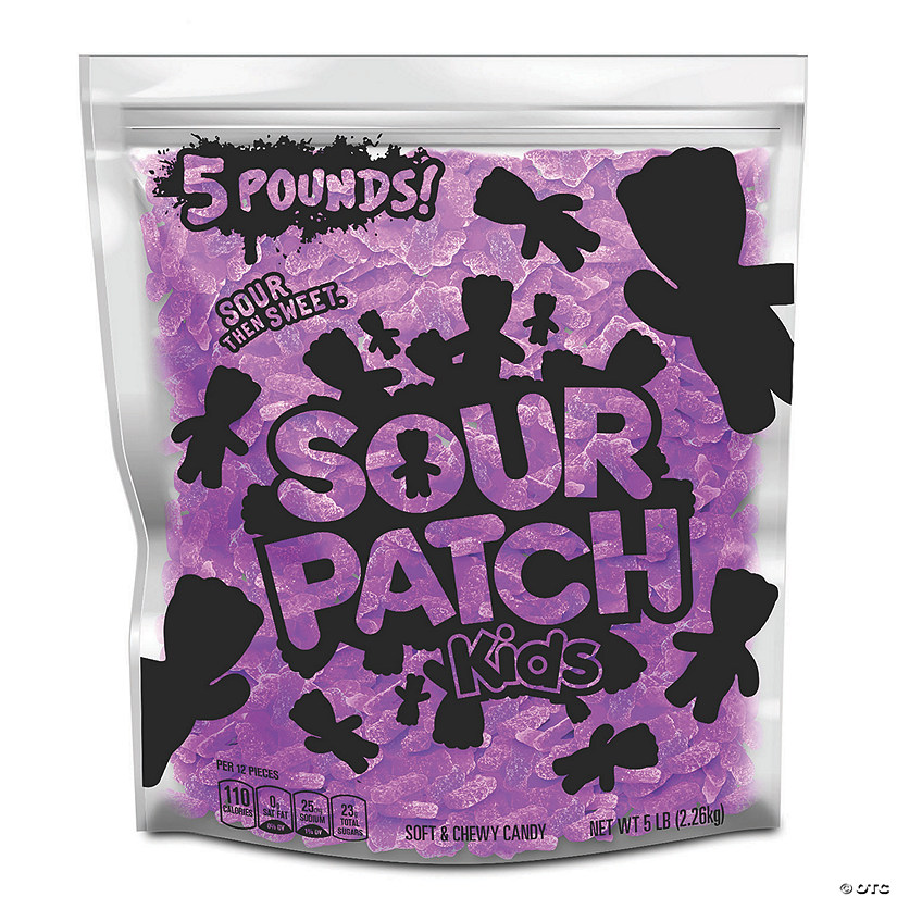 SOUR PATCH KIDS Grape Soft & Chewy Candy, Just Purple (5 LB Party Size Bag) Image