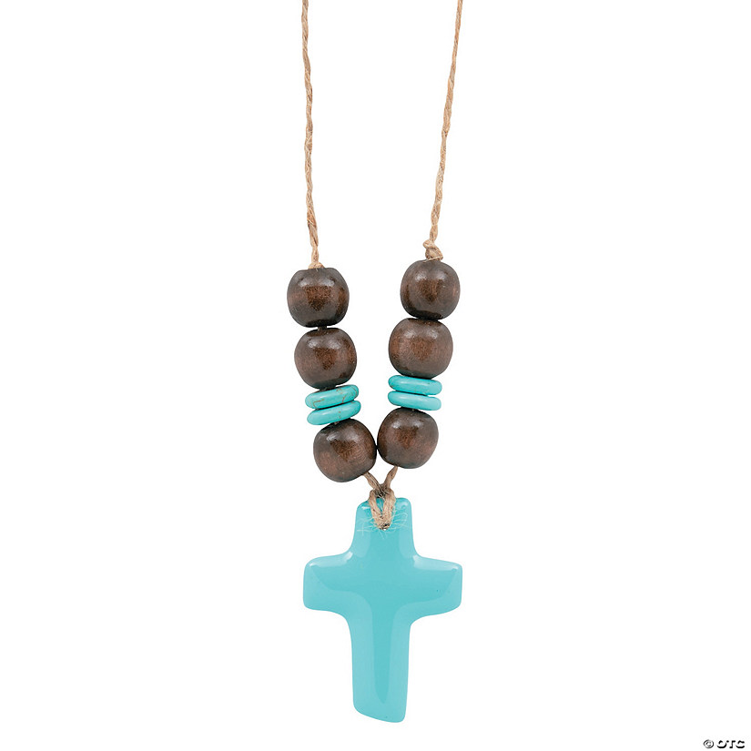 Southwest VBS Turquoise Cross Necklace Craft Kit - Makes 12 - Less Than Perfect Image