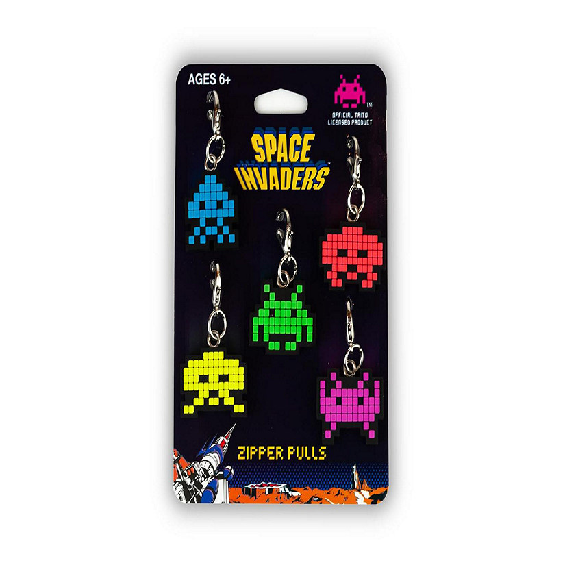 Space Invaders Aliens Zipper Pulls Unique Video Game Accessories  5-Piece Set Image