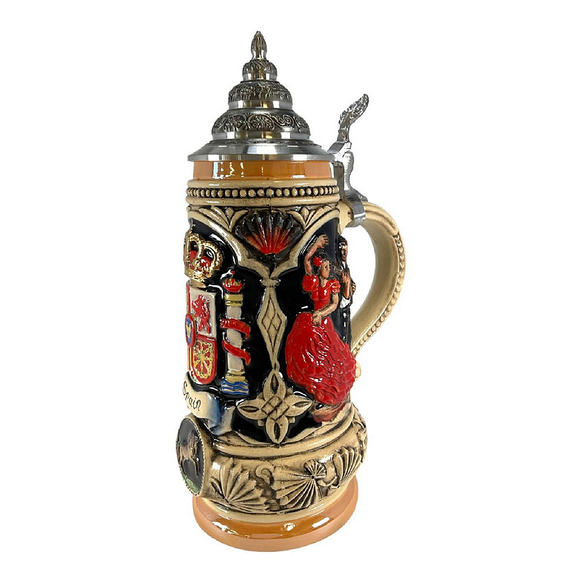 Spain Coat of Arms Spanish Matador and Dancers LE German Beer Stein .5 L Image