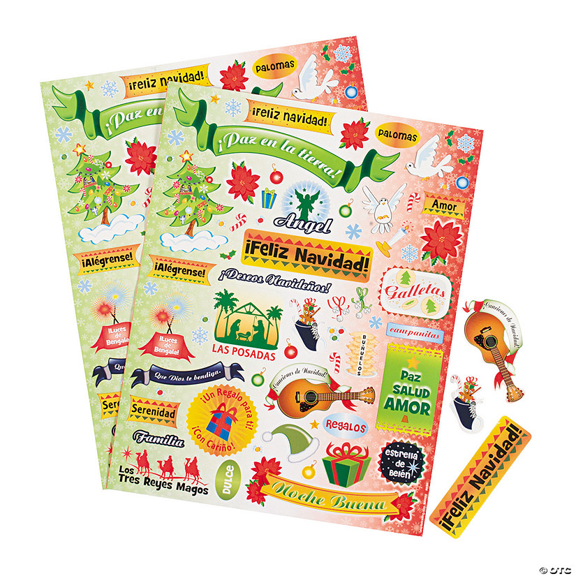 Spanish Christmas Phrases Sticker Sheets - Discontinued