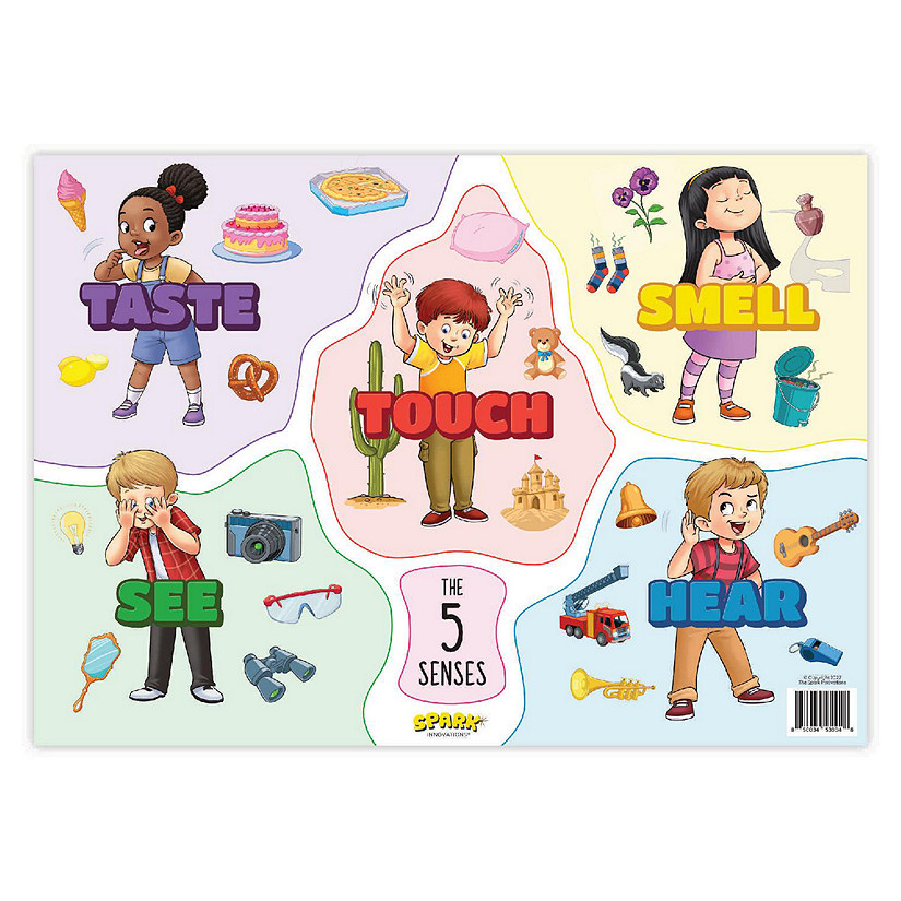 Spark Five Senses Poster Laminated 17 x 24 Preschool Educational Classroom Chart Image