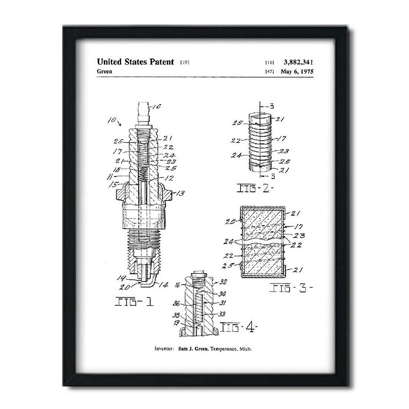 Spark Plug Engine Patent 1Pk 8.5x11in Image